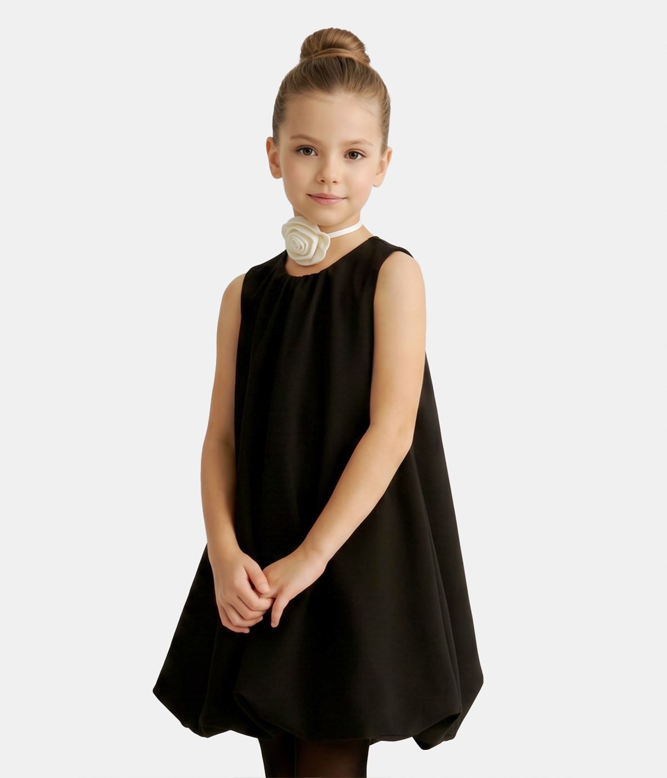 GIRLS Black Flowers dress/Платье черное для девочек/AW24TKG059