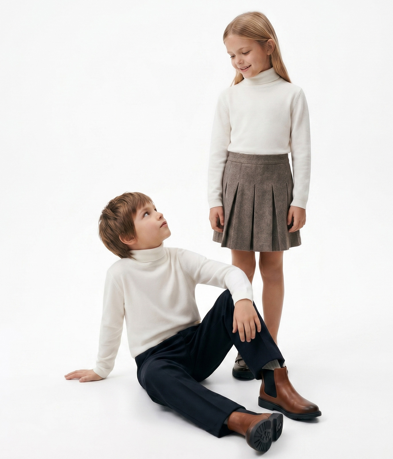 GIRLS roll neck knitted/Водолазка детская/AW24TKU046