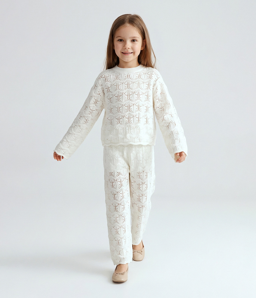 GIRLS jumper knitted/Джемпер детский/SS24TKG030 молочный