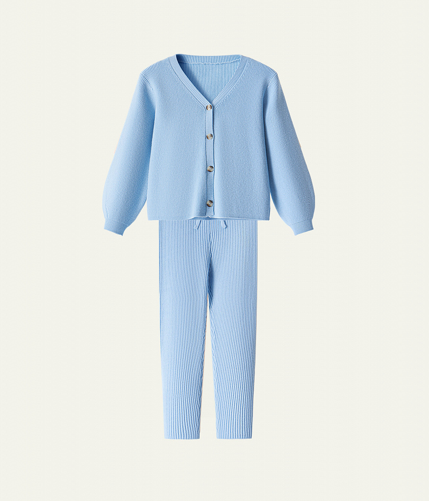 GIRLS set cardi and leggings knitted/Комплект кардиган+брюки детский/AW24TKG032 голубой