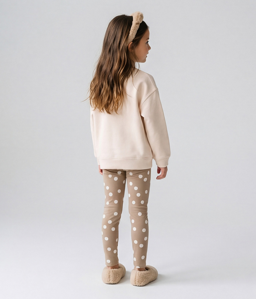 GIRLS Set: leggings & sweatshirt/Комплект детский: Леггинсы и свитшот /AW25TKG037 молочный; бежевый