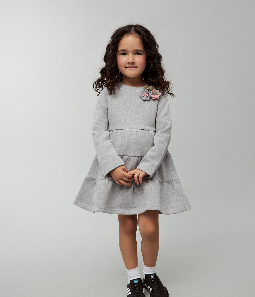 GIRLS dress LS/ Платье детское д/р/AW23TKG028 серый