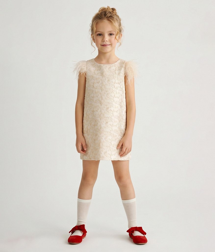 GIRLS Jacquard dress/ Платье детское/AW23TKG058 золото