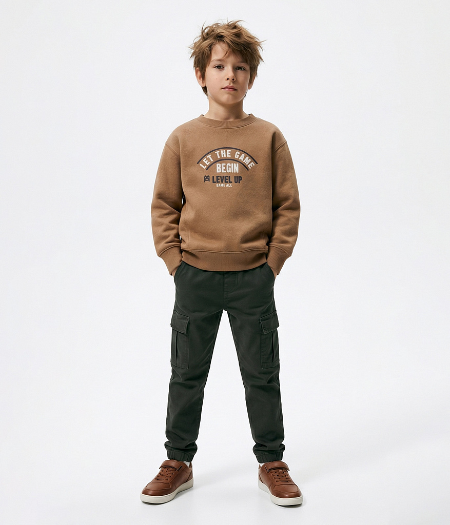 BOYS Jumper sweat/Джемпер детский/AW23TKB038 коричневый