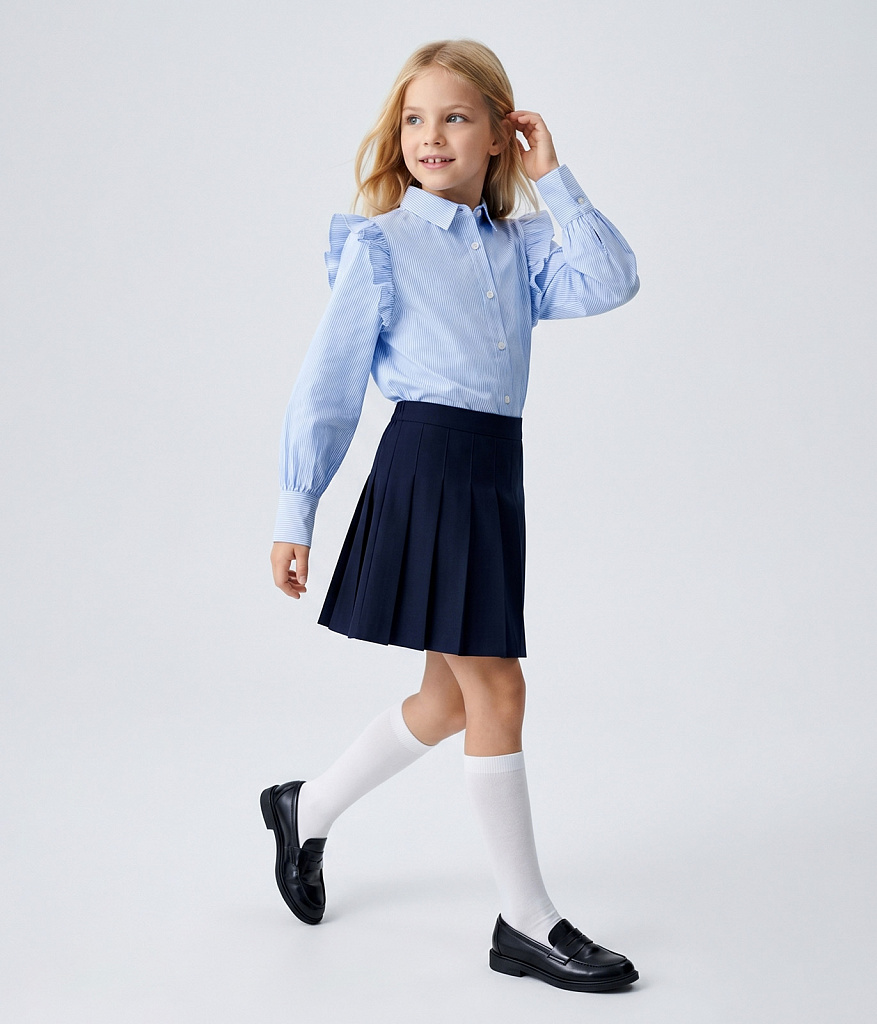 GIRLS School striped shirt/ Рубашка детская AW24TKG012 голубой
