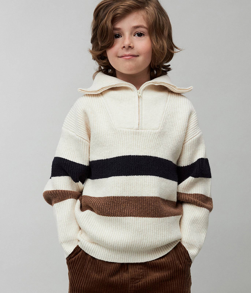 BOYS striped jumper knitted/Джемпер детский/AW24TKB025 молочный