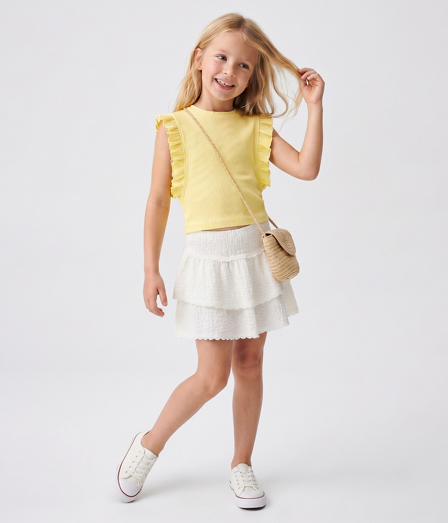 GIRLS Rib tee SS/ Футболка детская к/р/SS24TKG020 желтый