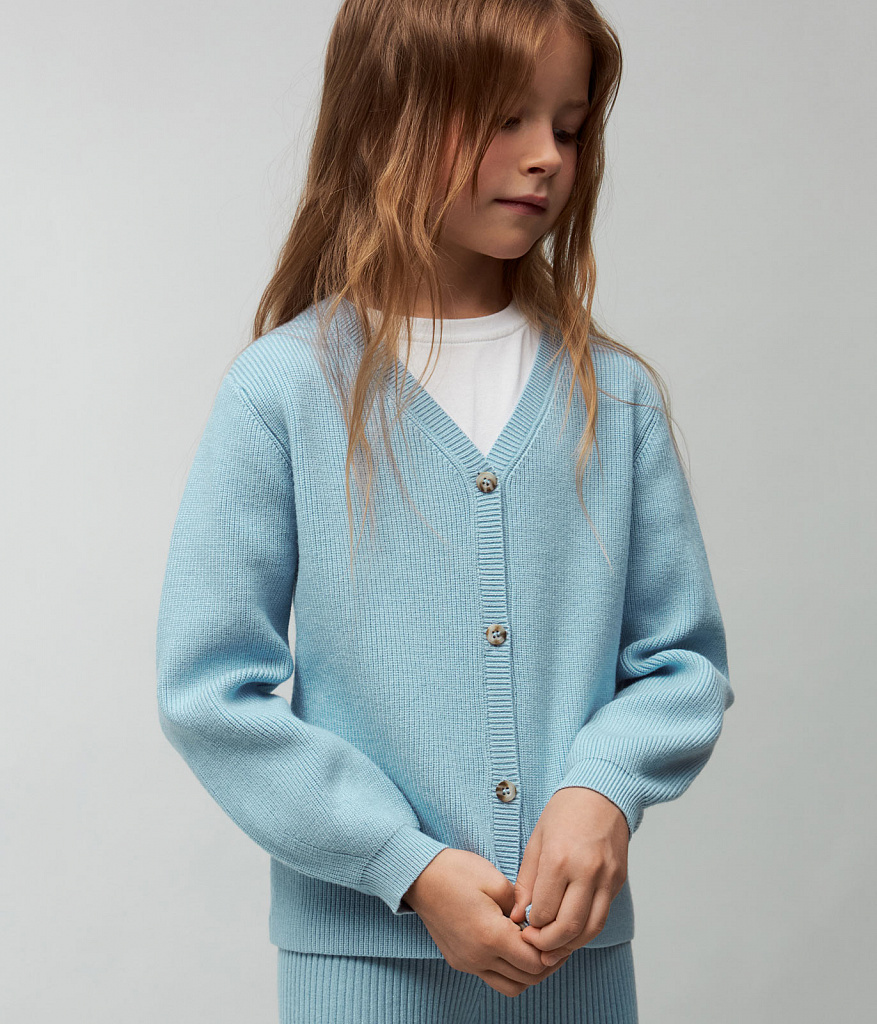 GIRLS set cardi and leggings knitted/Комплект кардиган+брюки детский/AW24TKG032 голубой