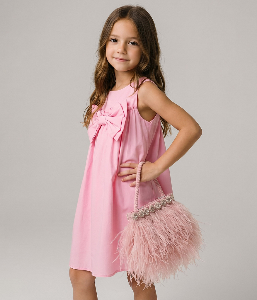 GIRLS poplin dress SS/Платье детское/SS24TKG095 розовый