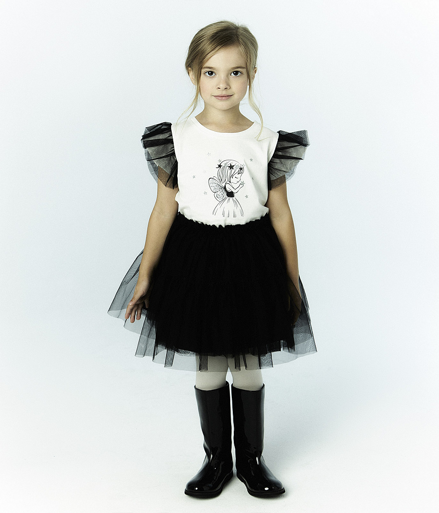 GIRLS Mesh skirt/ Юбка детская/AW23TKG059 черный