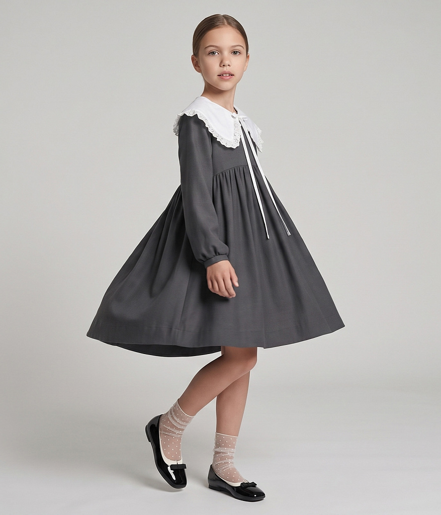GIRLS Dress/Платье детское/AW25TKG015 серый