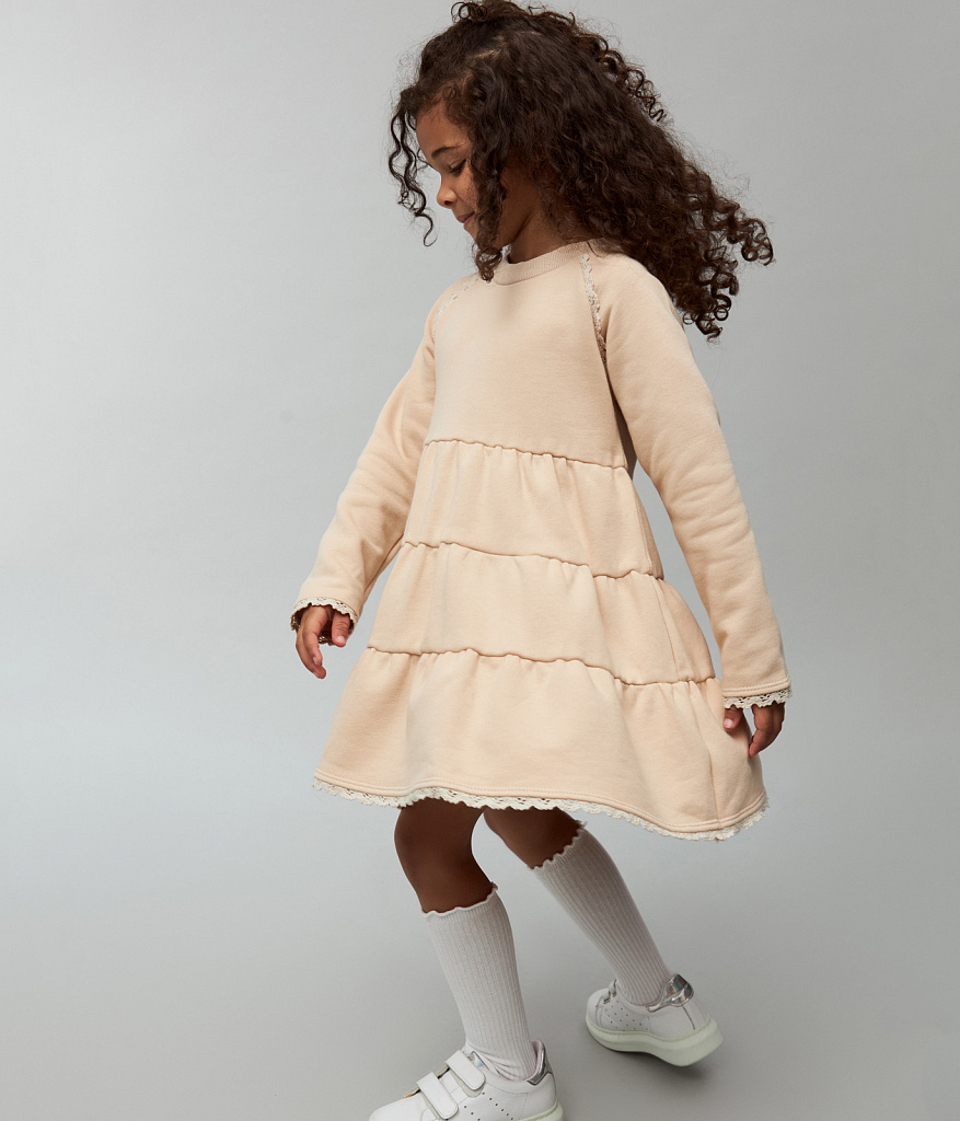 GIRLS dress LS/ Платье детское д/р/AW23TKG029 бежевый