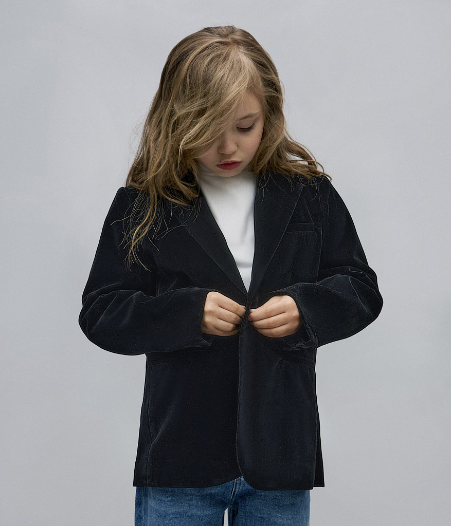 BOYS Velour Blazer/Велюровый пиджак для мальчиков/AW24TKU011 черный