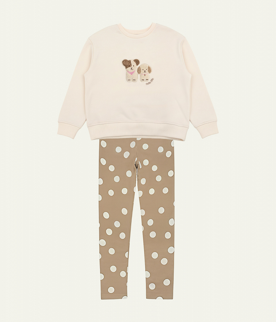 GIRLS Set: leggings & sweatshirt/Комплект детский: Леггинсы и свитшот /AW25TKG037 молочный; бежевый