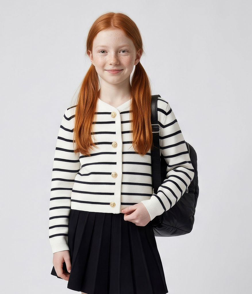GIRLS cardi knitted/Кардиган детский/SS24TKG066 молочный
