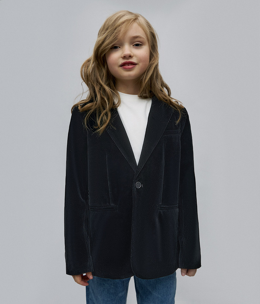 BOYS Velour Blazer/Велюровый пиджак для мальчиков/AW24TKU011 черный