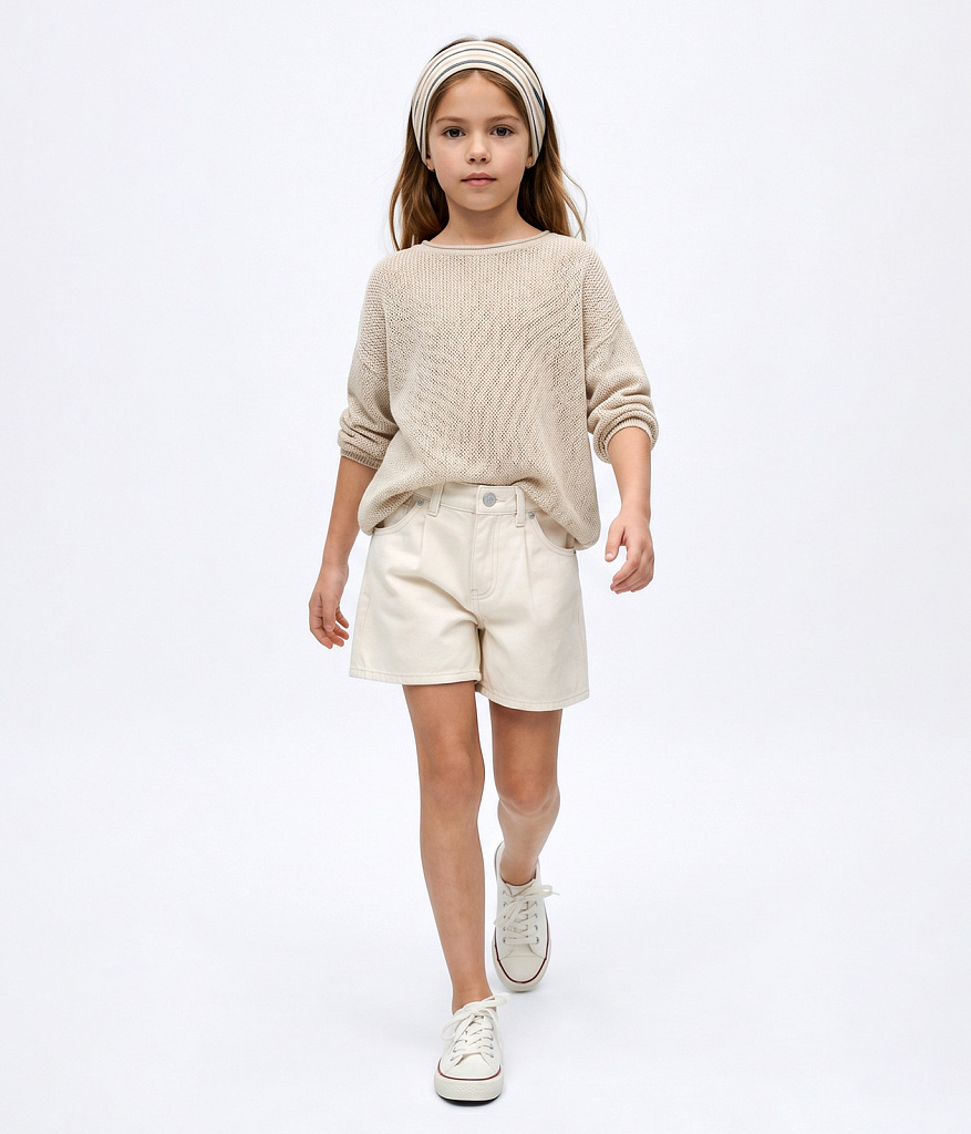GIRLS Shorts/Детские шорты/ SS25TKG016  молочный