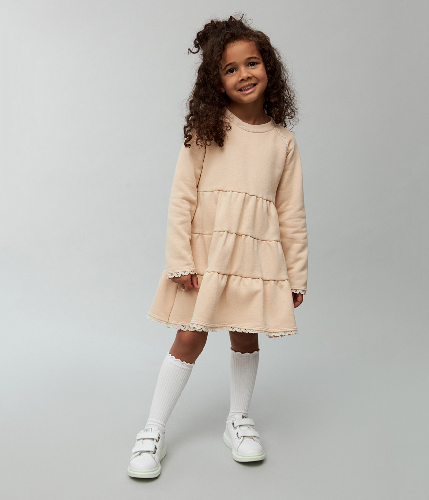 GIRLS dress LS/ Платье детское д/р/AW23TKG029 бежевый