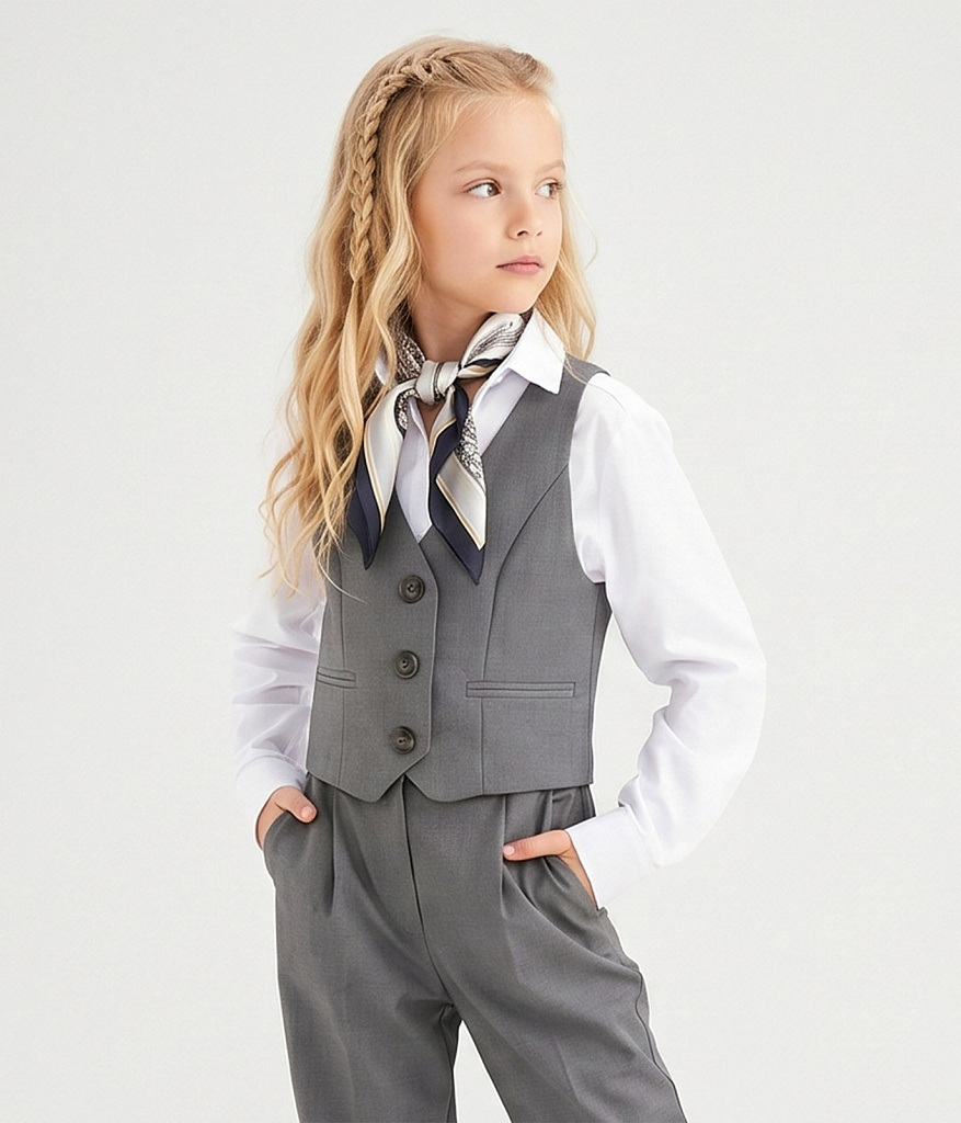 GIRLS Vest/Жилет детский/AW25TKG018 серый