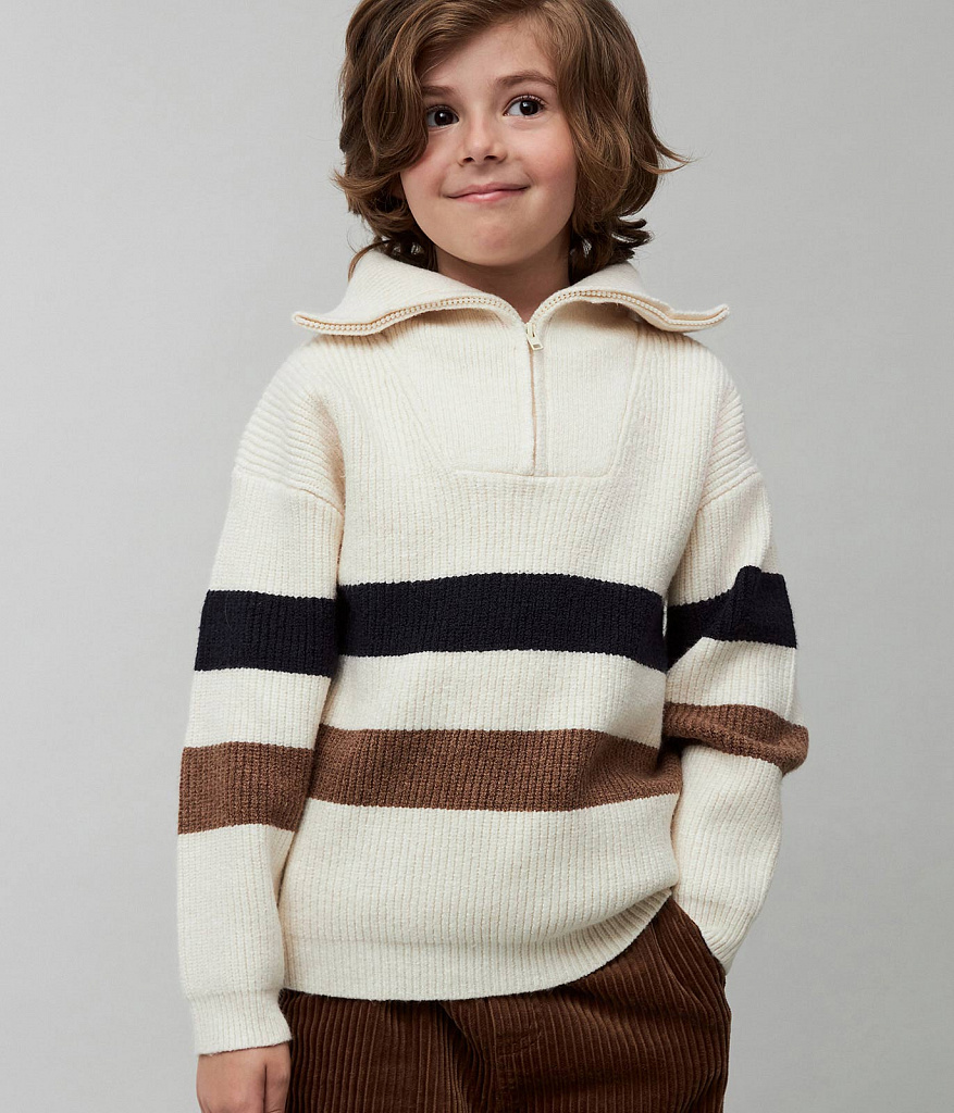 BOYS striped jumper knitted/Джемпер детский/AW24TKB025 молочный