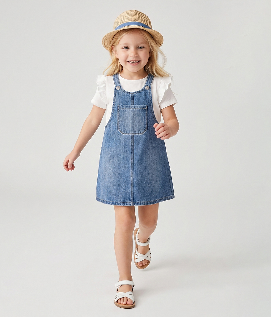 GIRLS Pinny denim/ Сарафан детский/SS24TKG033 деним