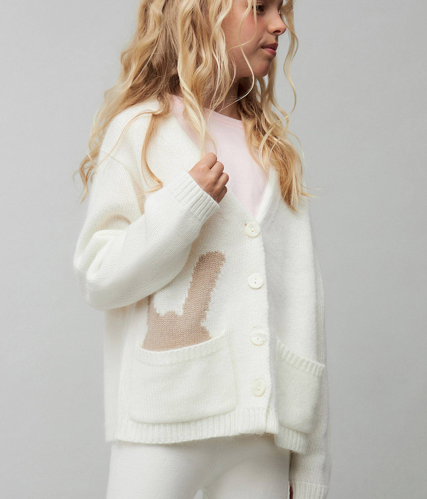 GIRLS Cardi knitted/Кардиган детский/AW23TKG044W белый