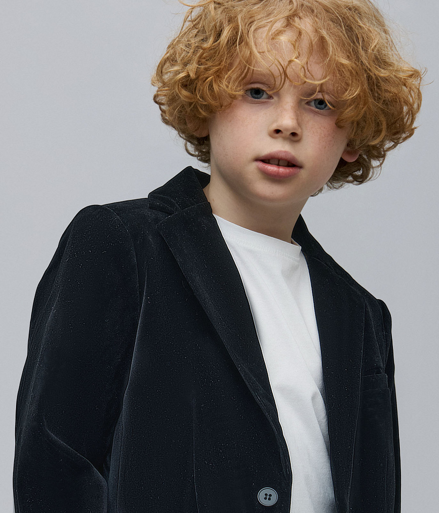 BOYS Velour Blazer/Велюровый пиджак для мальчиков/AW24TKU011 черный