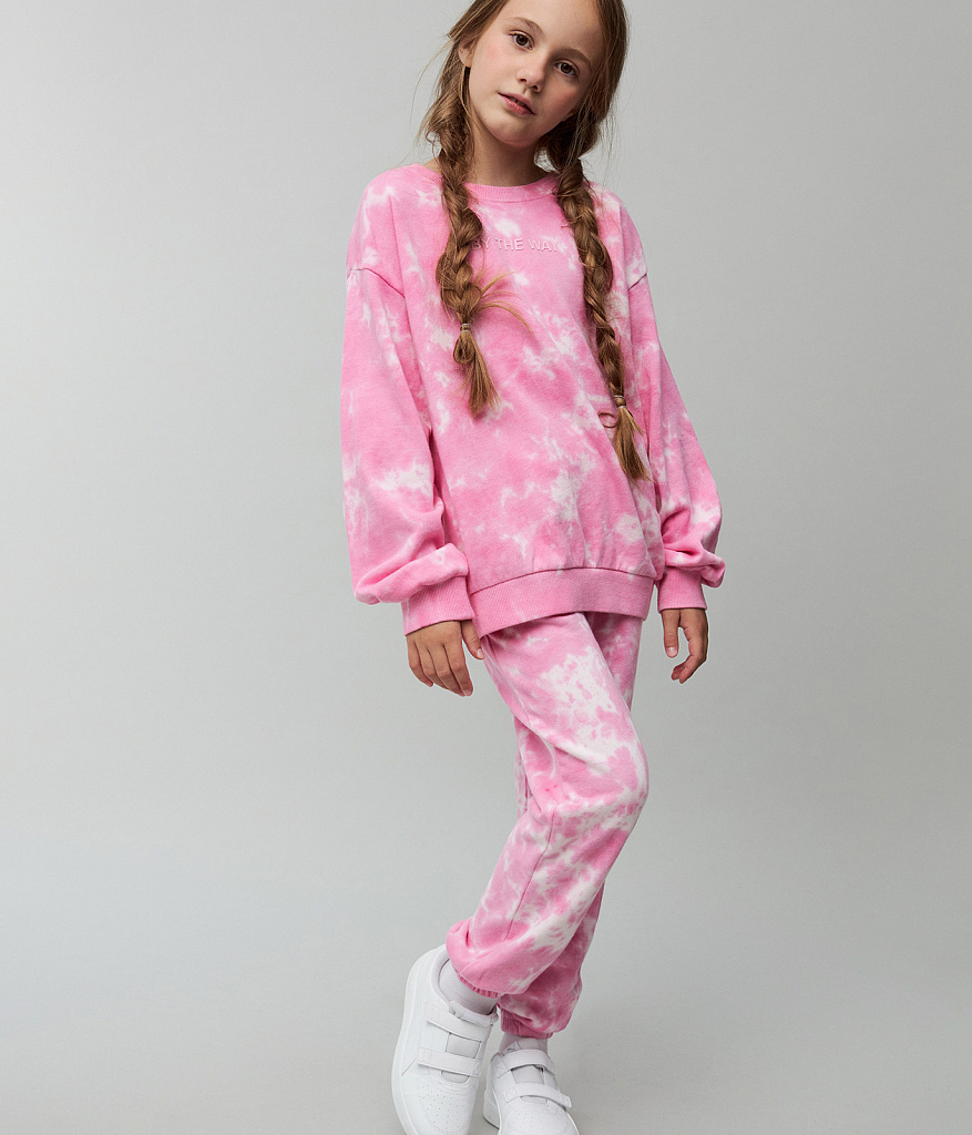 GIRLS Jumper tie dye/ Джемпер детский/SS24TKG061 розовый