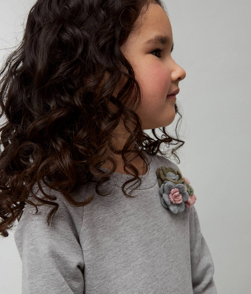 GIRLS dress LS/ Платье детское д/р/AW23TKG028 серый