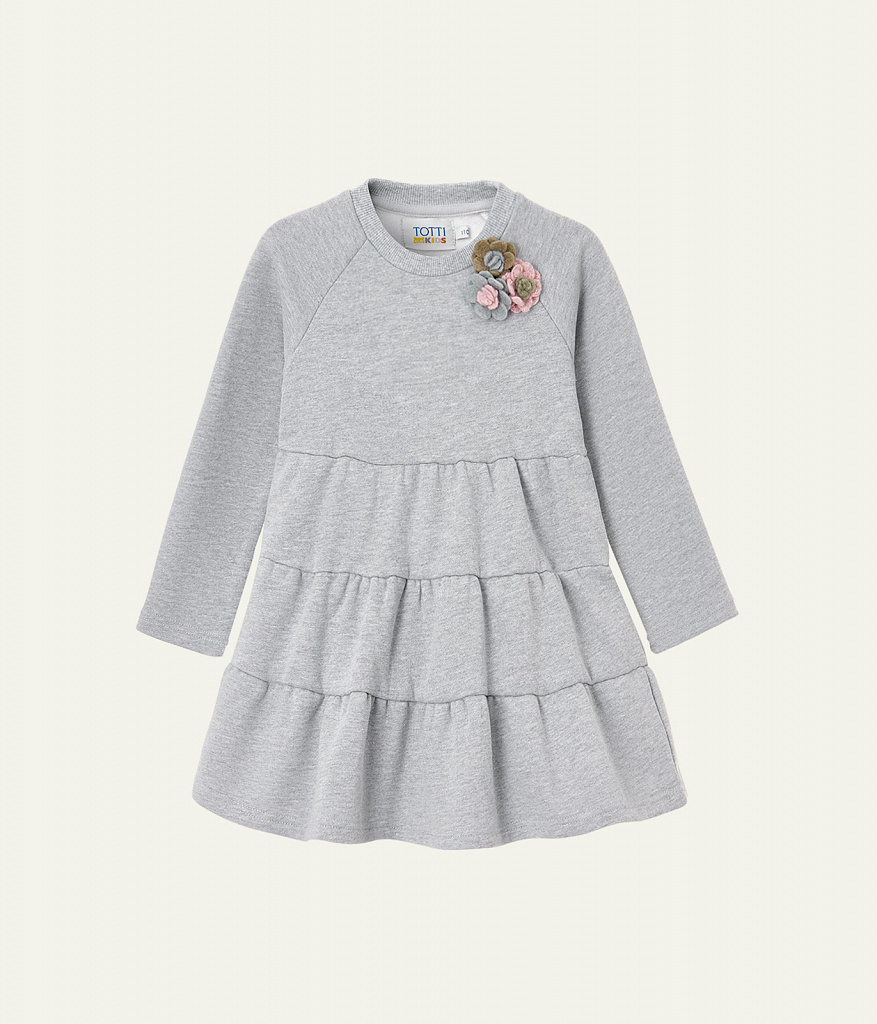 GIRLS dress LS/ Платье детское д/р/AW23TKG028 серый